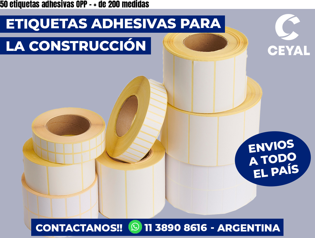 50 etiquetas adhesivas OPP - + de 200 medidas
