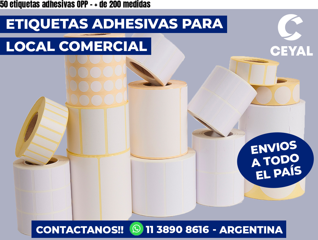 50 etiquetas adhesivas OPP – + de 200 medidas