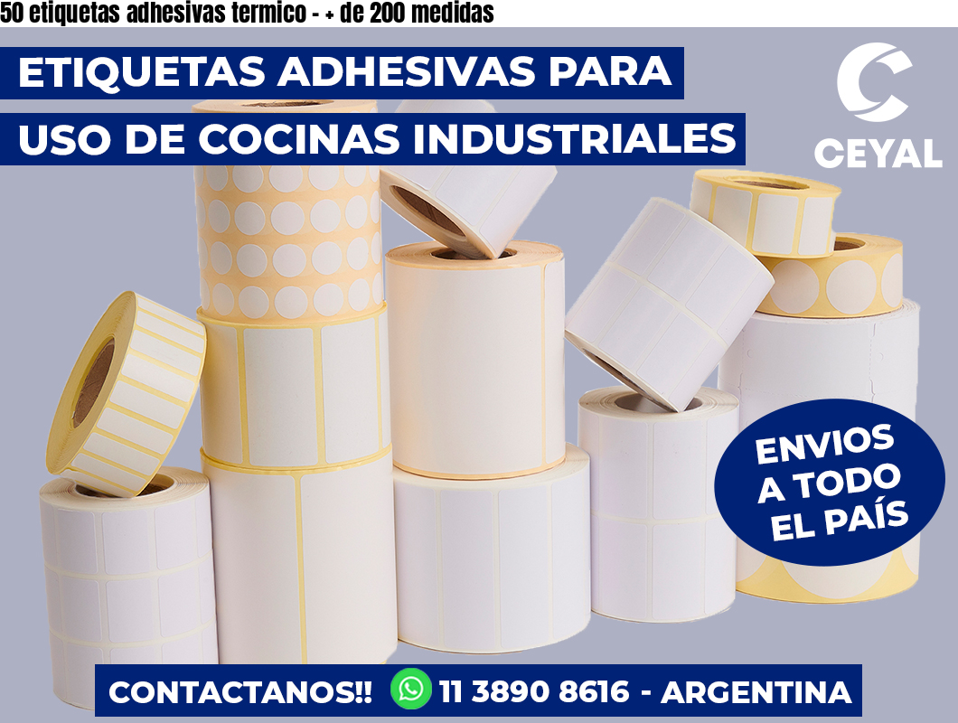 50 etiquetas adhesivas termico - + de 200 medidas