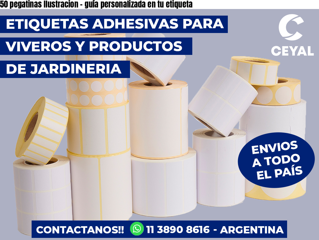 50 pegatinas Ilustracion - guía personalizada en tu etiqueta
