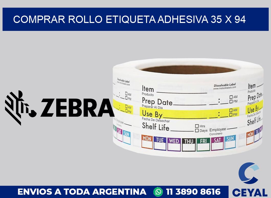 Comprar rollo etiqueta adhesiva 35 x 94