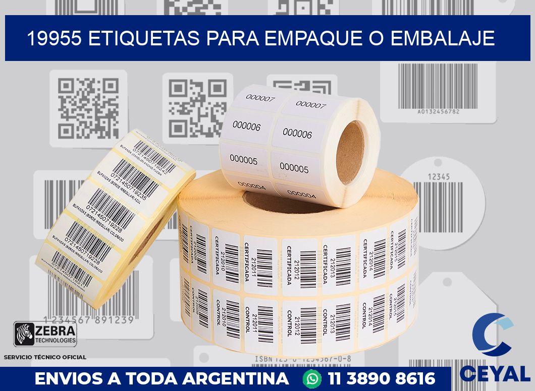 19955 Etiquetas para empaque o embalaje