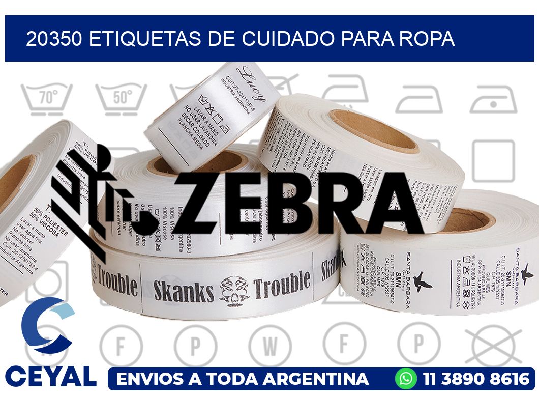20350 Etiquetas de cuidado para ropa