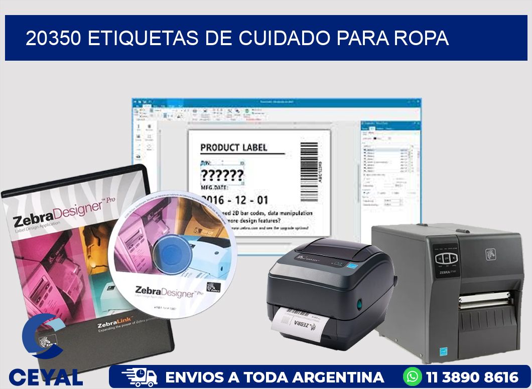 20350 Etiquetas de cuidado para ropa
