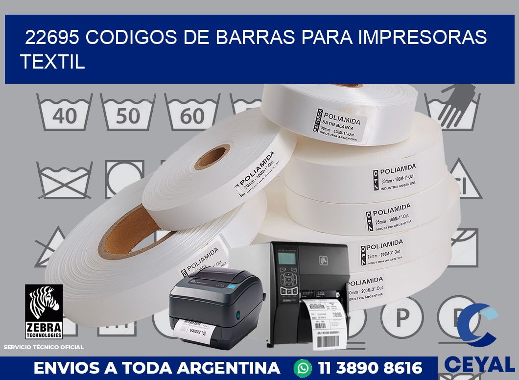 22695 codigos de barras para impresoras textil