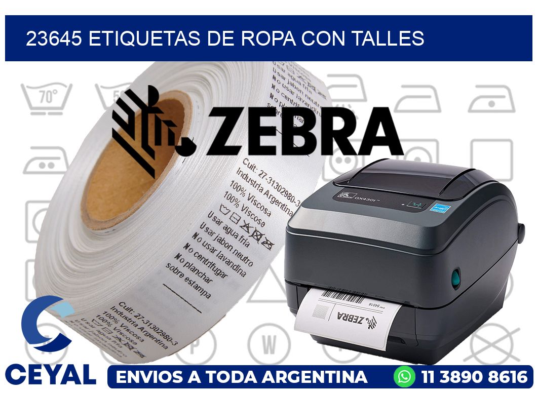 23645 Etiquetas de ropa con Talles