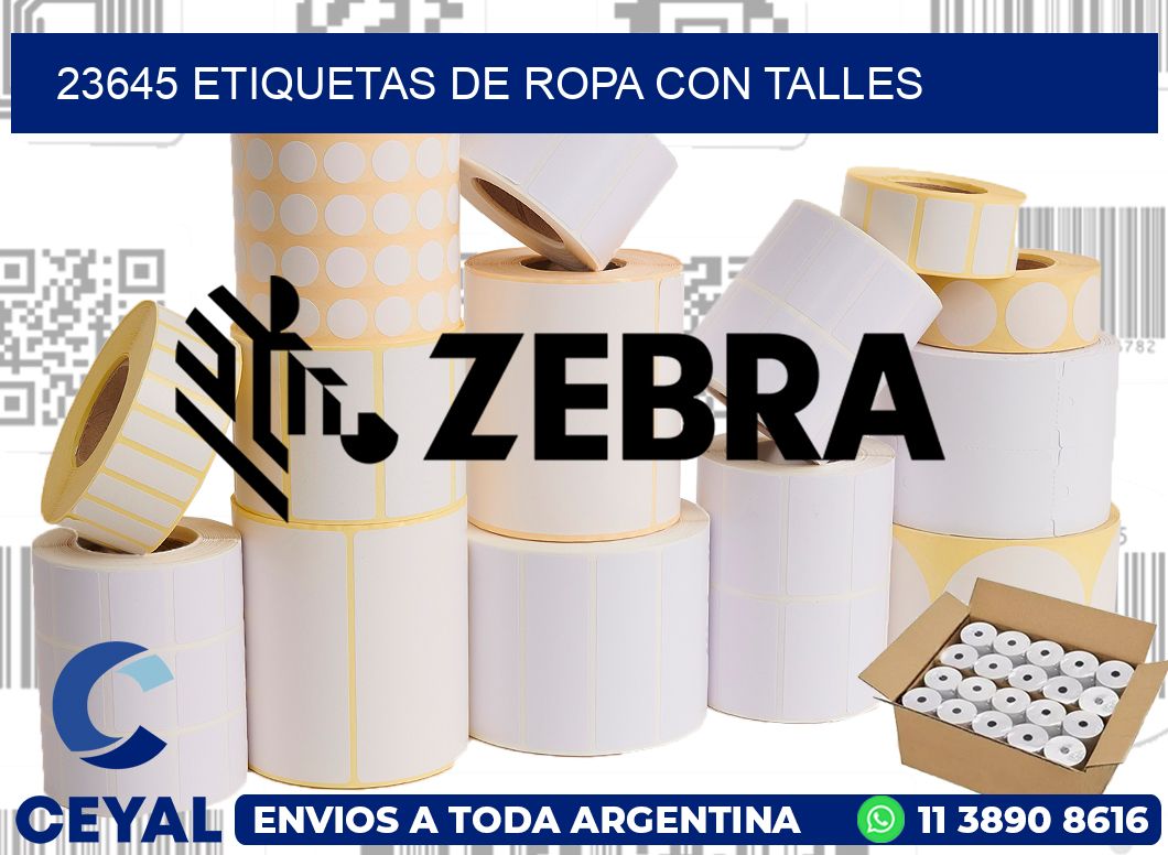 23645 Etiquetas de ropa con Talles