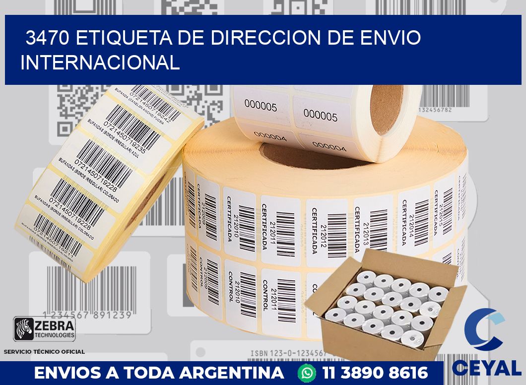 3470 Etiqueta de direccion de envio internacional