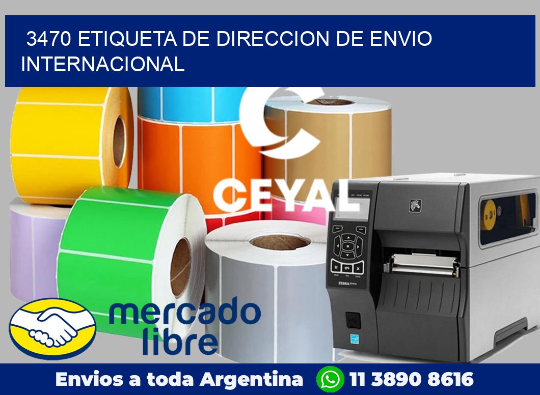3470 Etiqueta de direccion de envio internacional