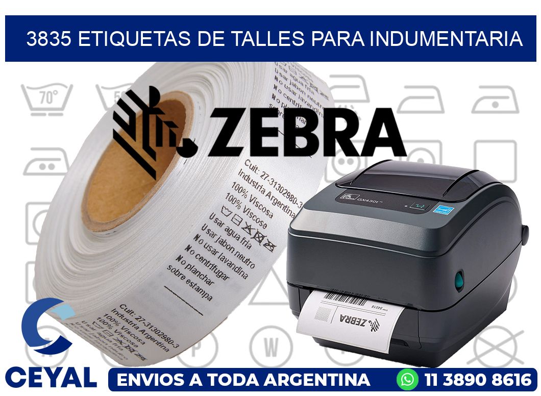 3835 Etiquetas de Talles para indumentaria