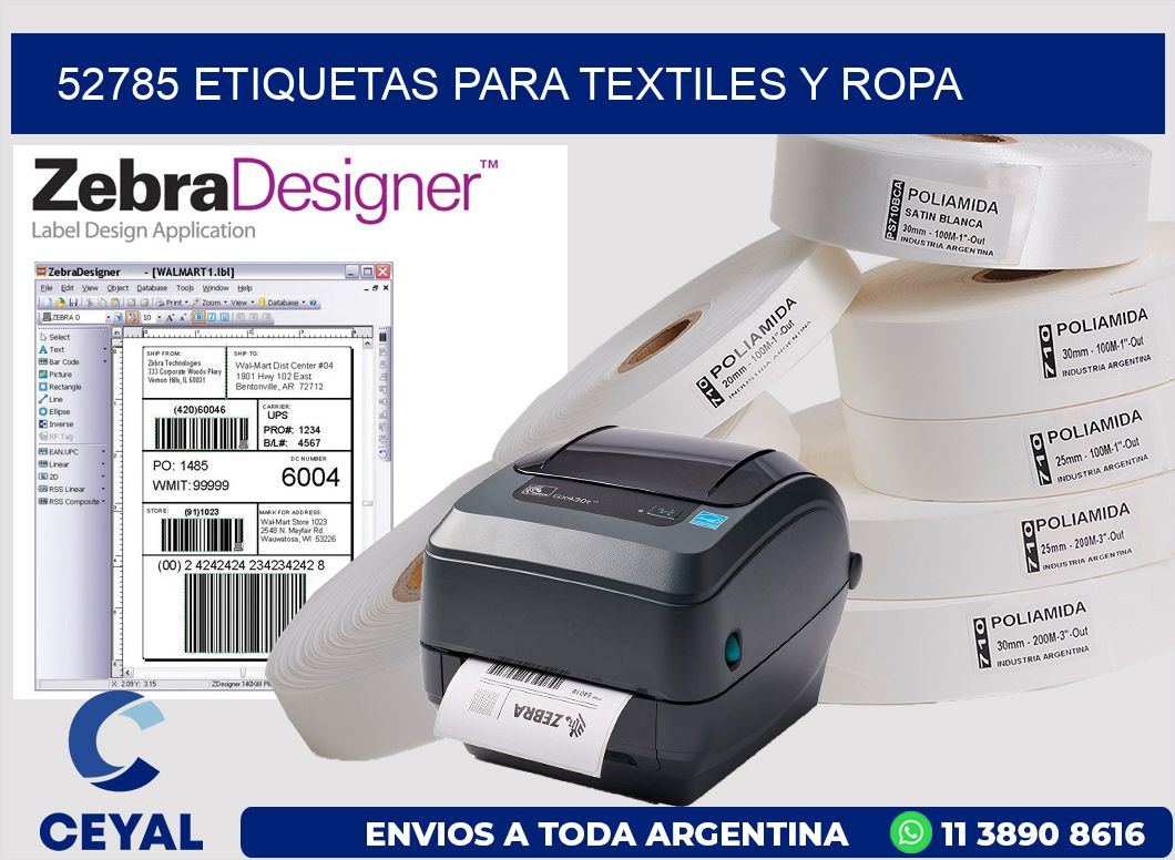 52785 Etiquetas para textiles y Ropa