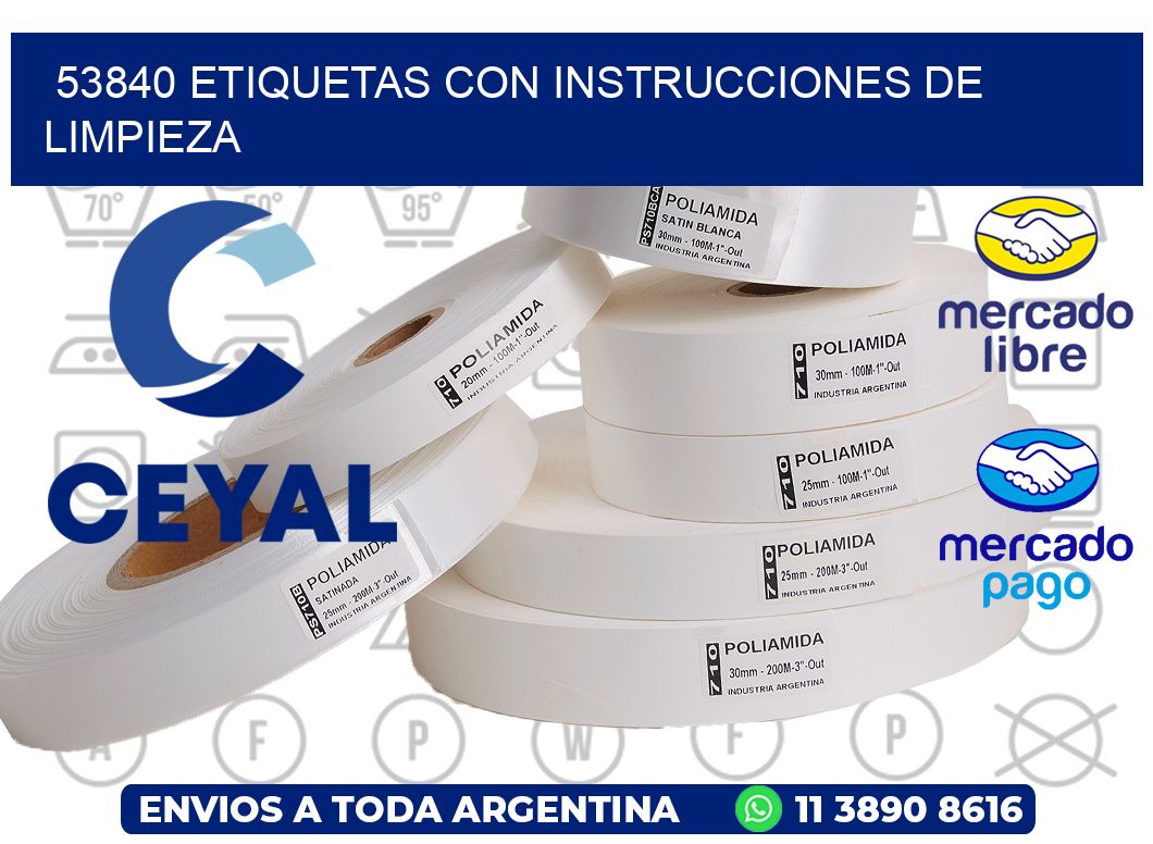 53840 Etiquetas con instrucciones de Limpieza