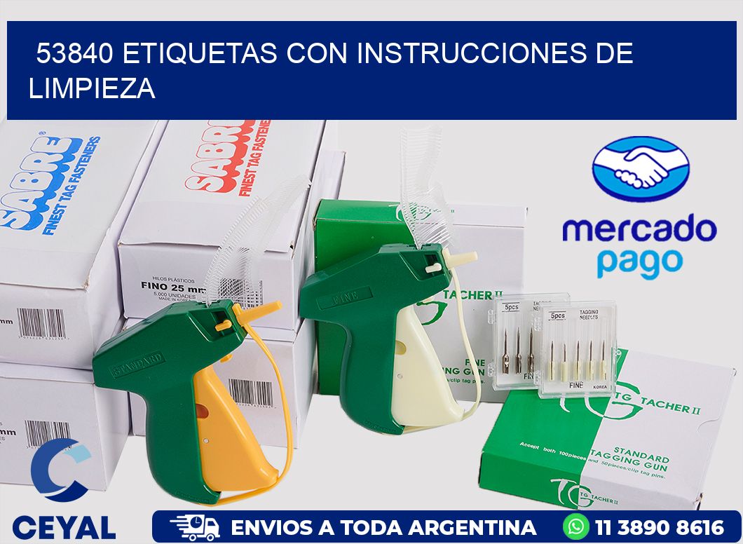 53840 Etiquetas con instrucciones de Limpieza