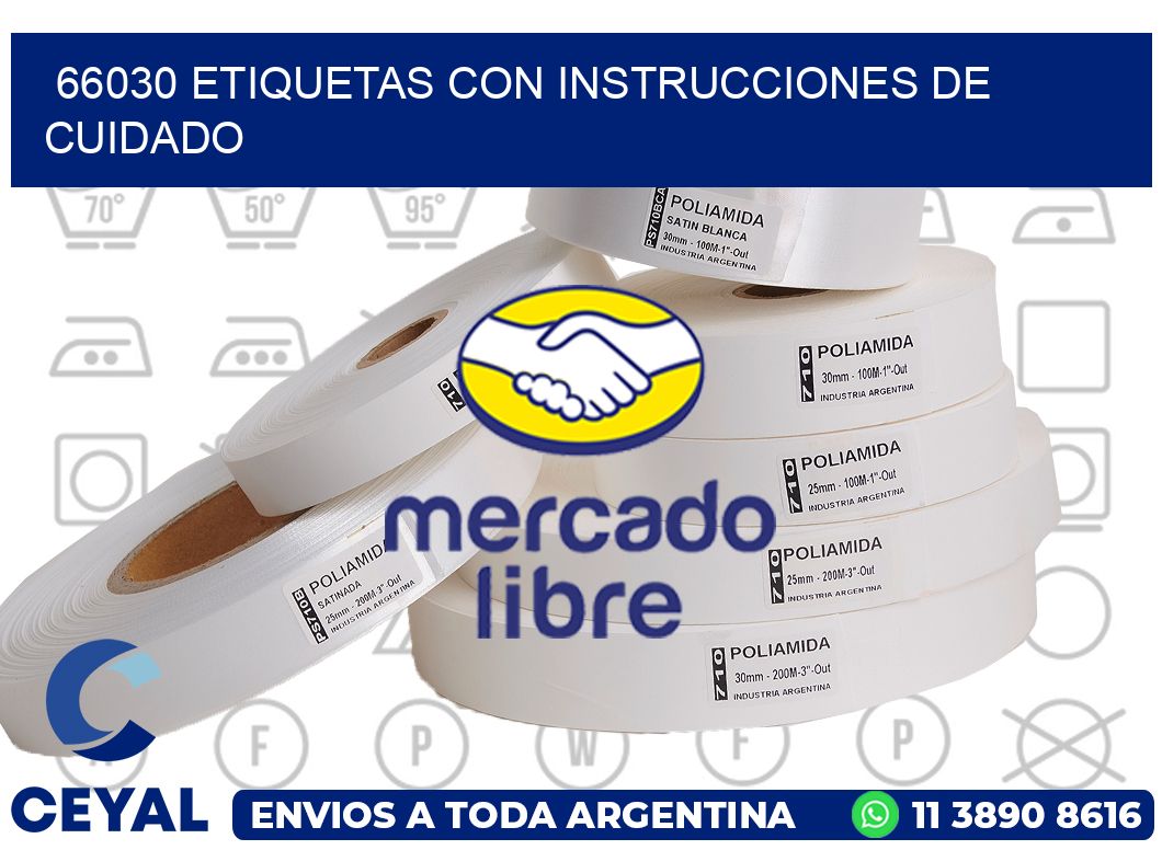 66030 Etiquetas con instrucciones de cuidado