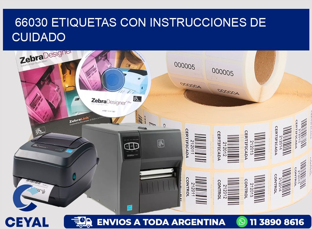 66030 Etiquetas con instrucciones de cuidado