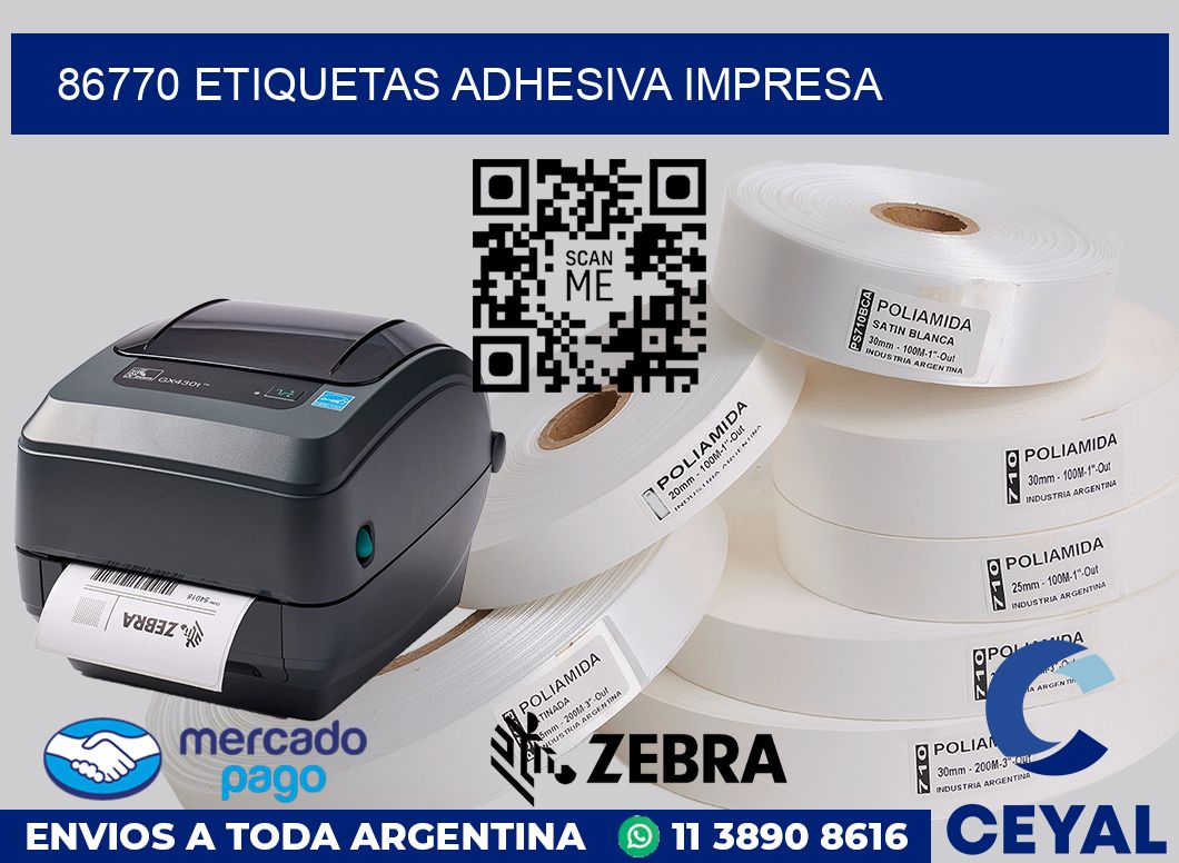 86770 etiquetas adhesiva impresa