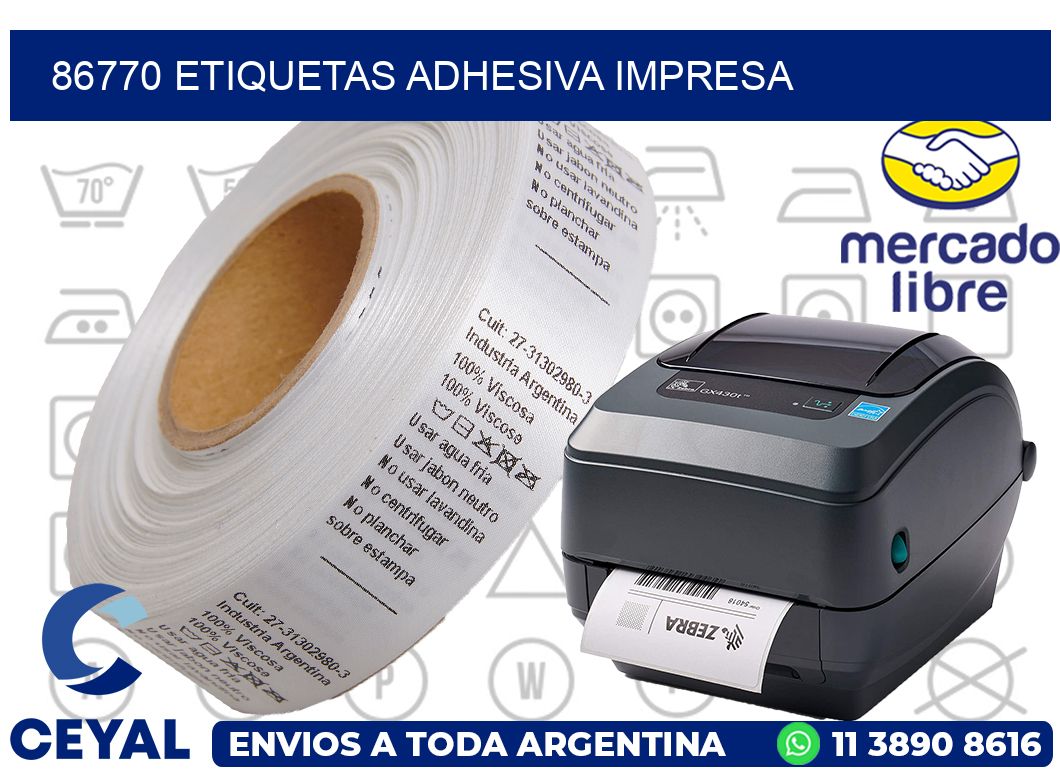 86770 etiquetas adhesiva impresa