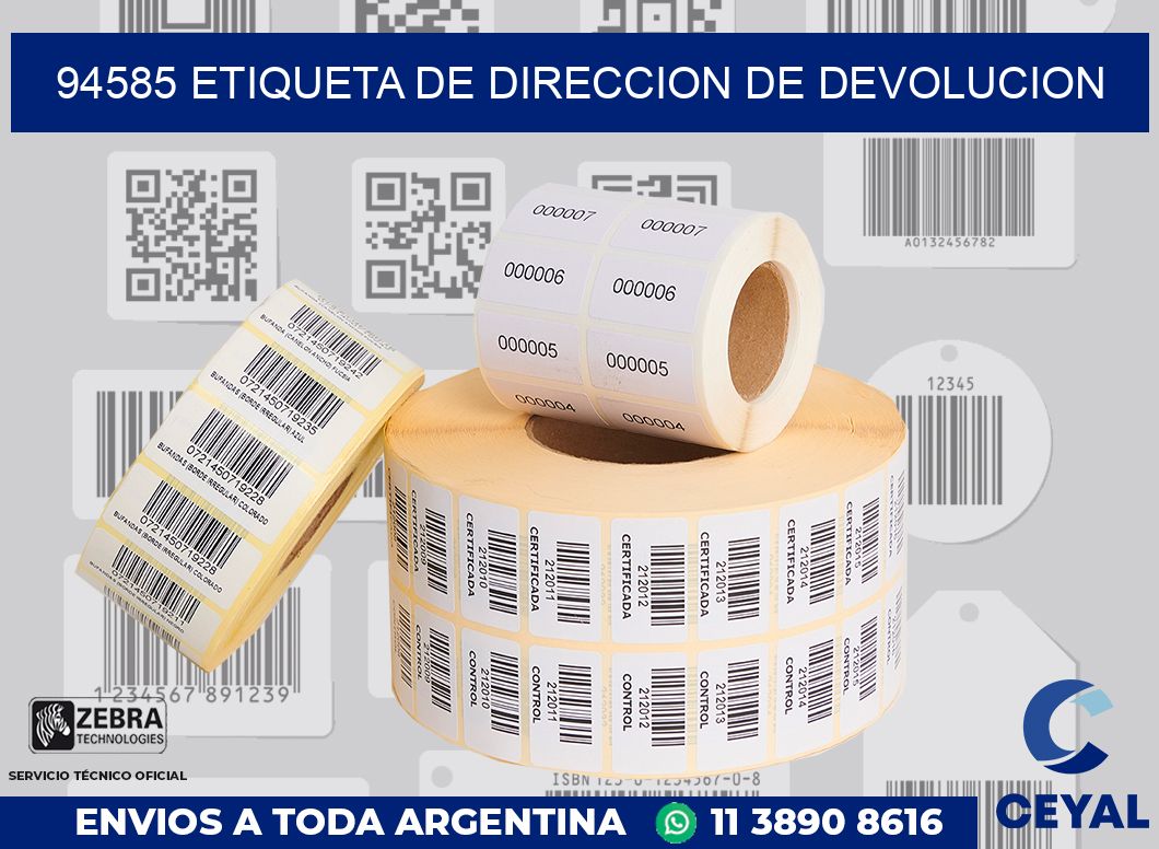 94585 Etiqueta de direccion de devolucion