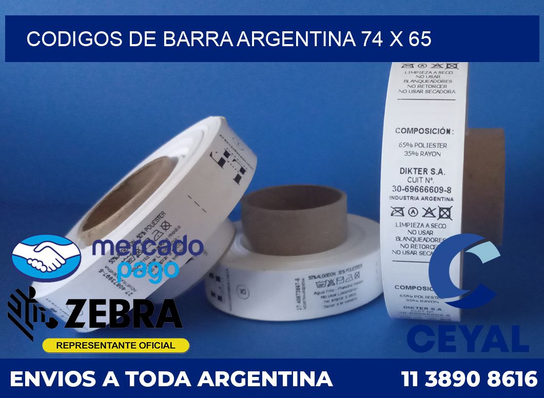 Codigos de barra Argentina 74 x 65