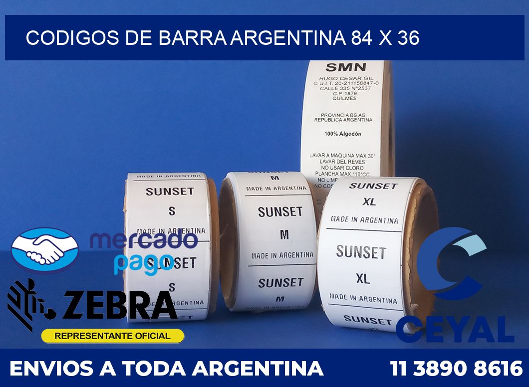 Codigos de barra Argentina 84 x 36