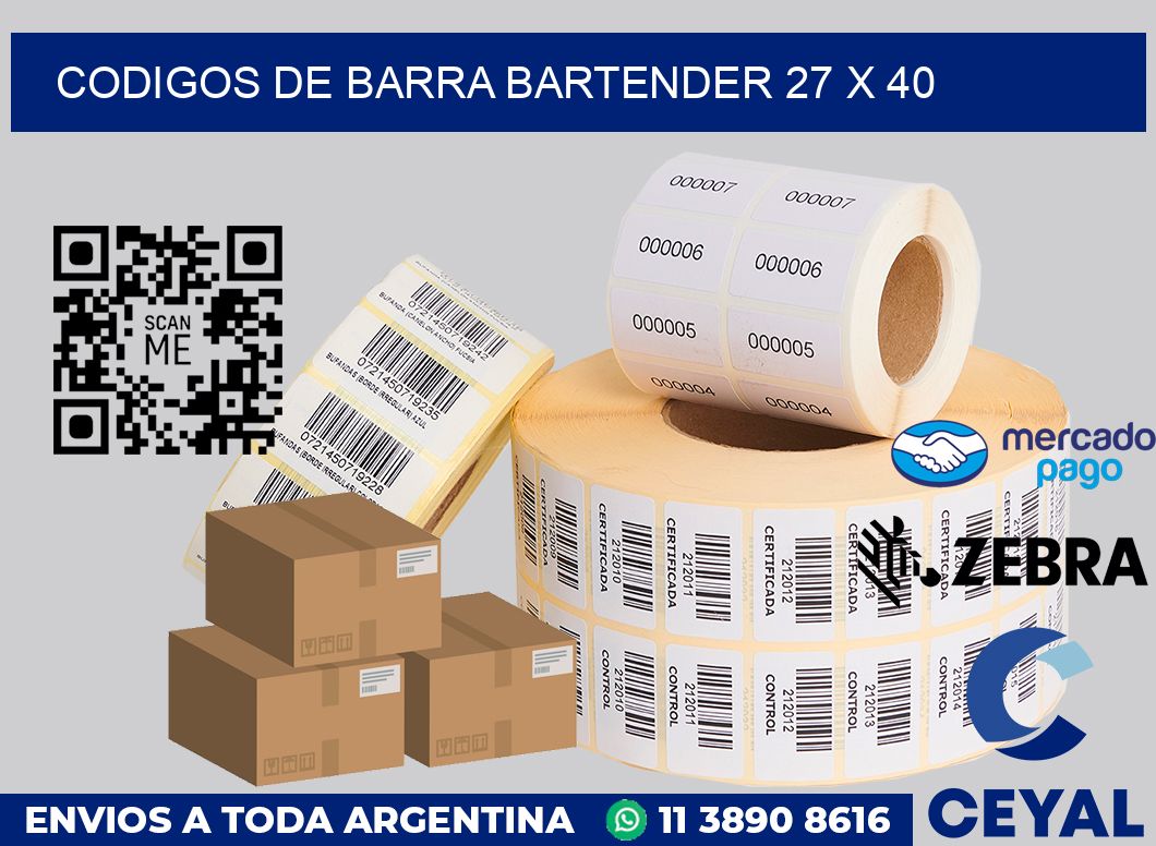 Codigos de barra Bartender 27 x 40
