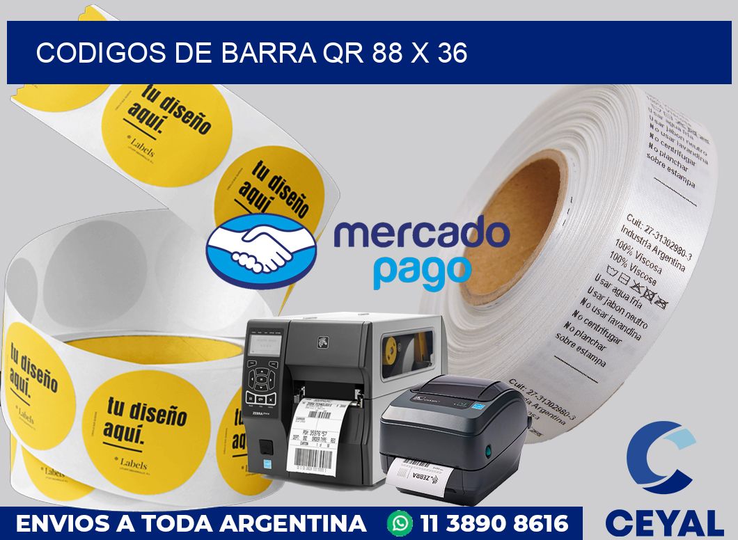 Codigos de barra QR 88 x 36