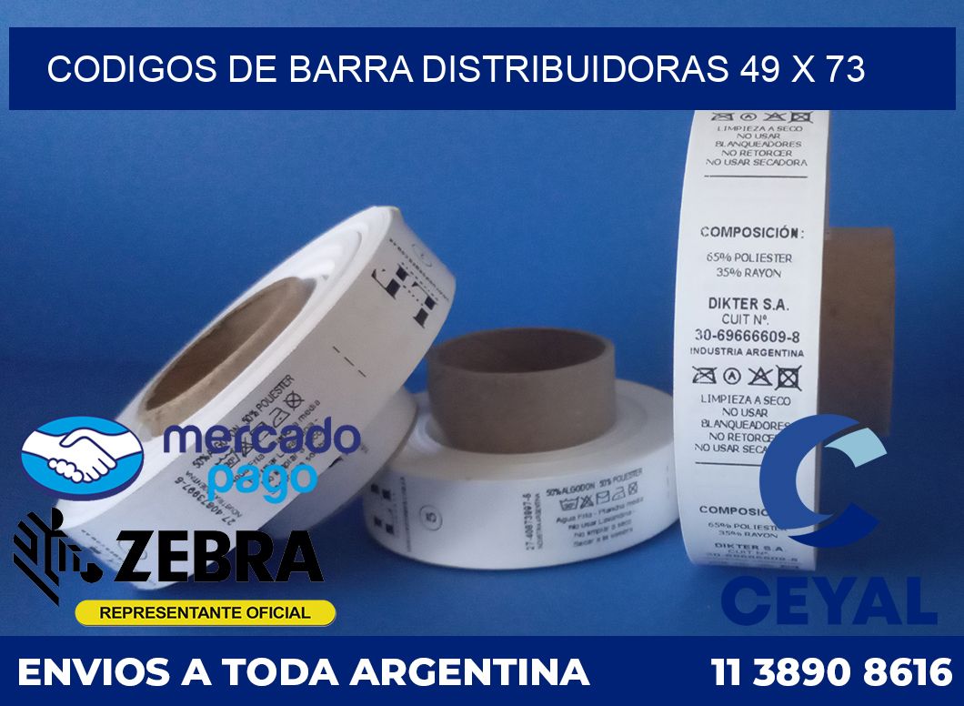 Codigos de barra distribuidoras 49 x 73