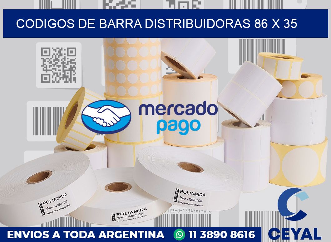 Codigos de barra distribuidoras 86 x 35