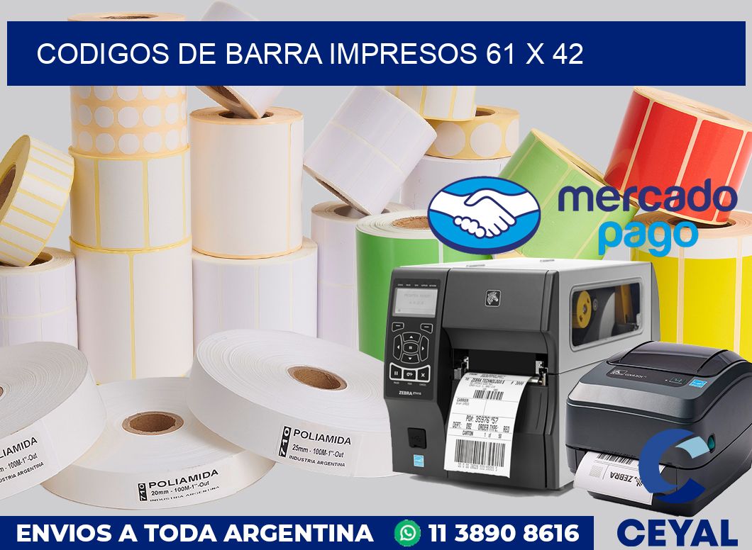 Codigos de barra impresos 61 x 42