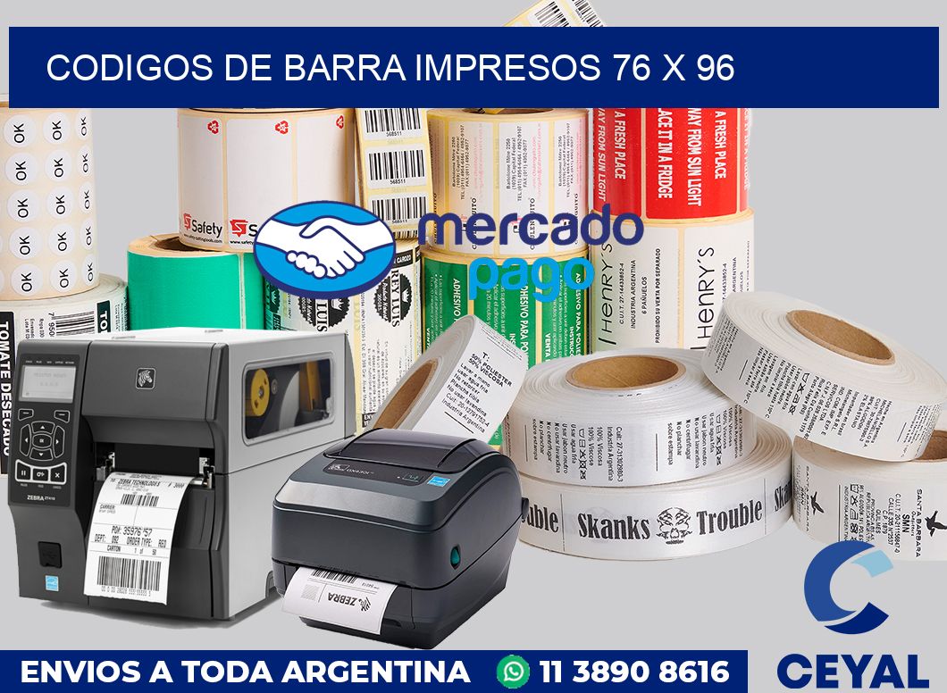 Codigos de barra impresos 76 x 96