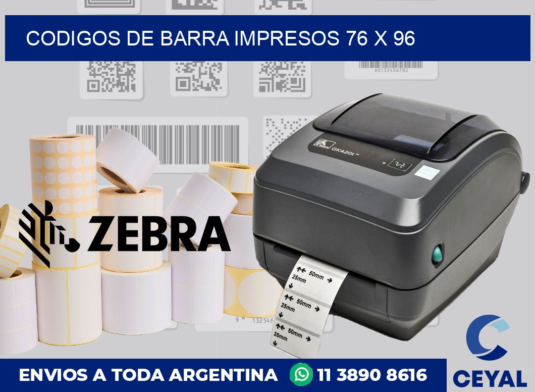 Codigos de barra impresos 76 x 96