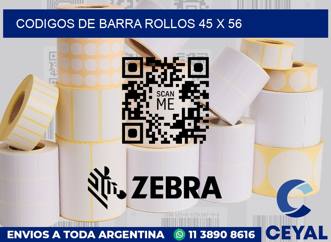 Codigos de barra rollos 45 x 56