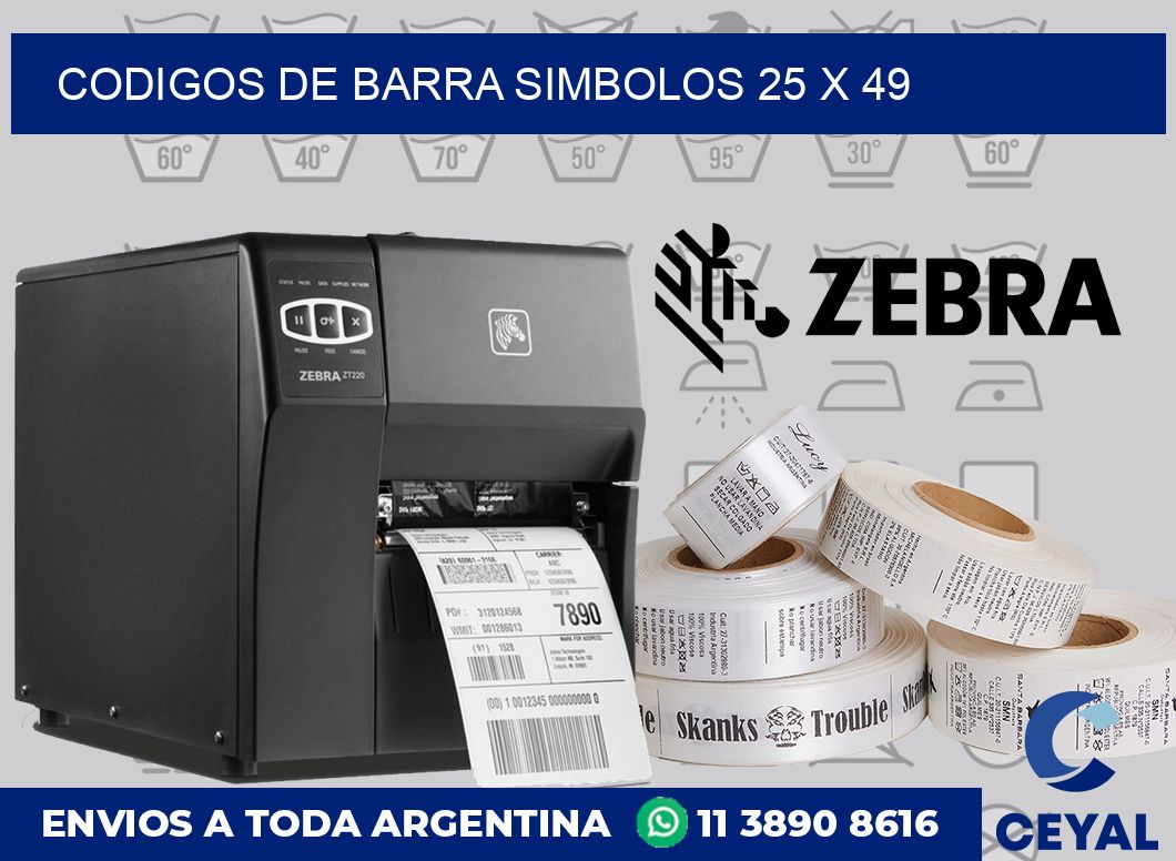 Codigos de barra simbolos 25 x 49