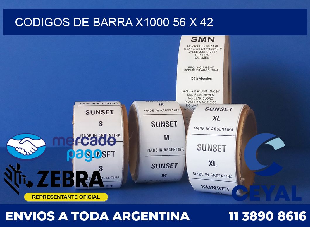 Codigos de barra x1000 56 x 42