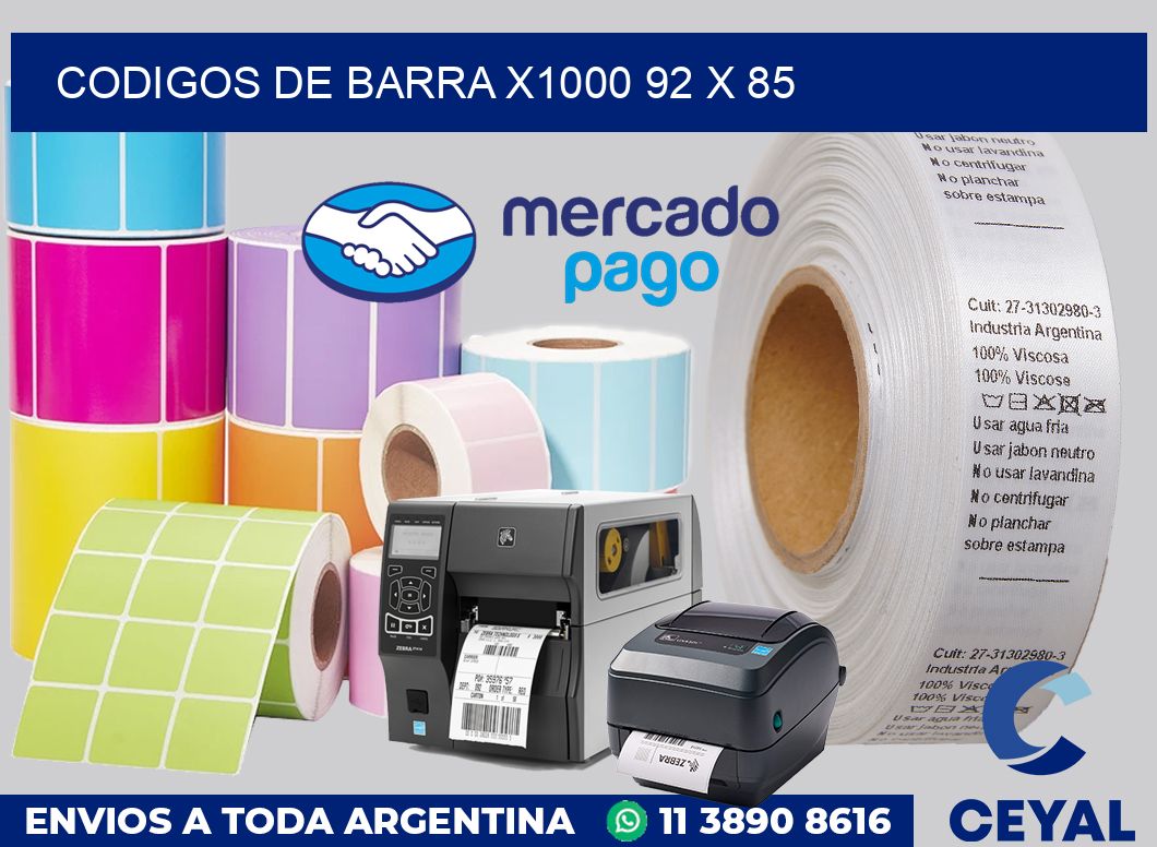 Codigos de barra x1000 92 x 85