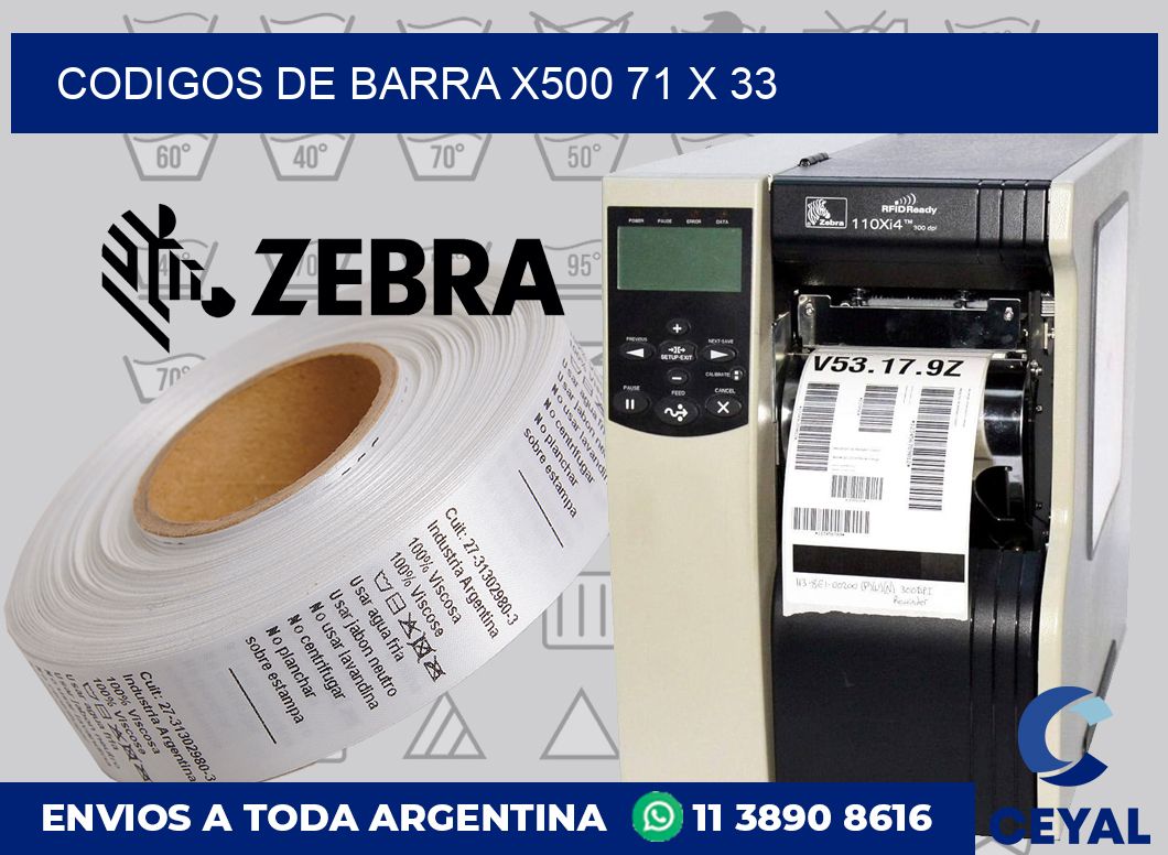 Codigos de barra x500 71 x 33