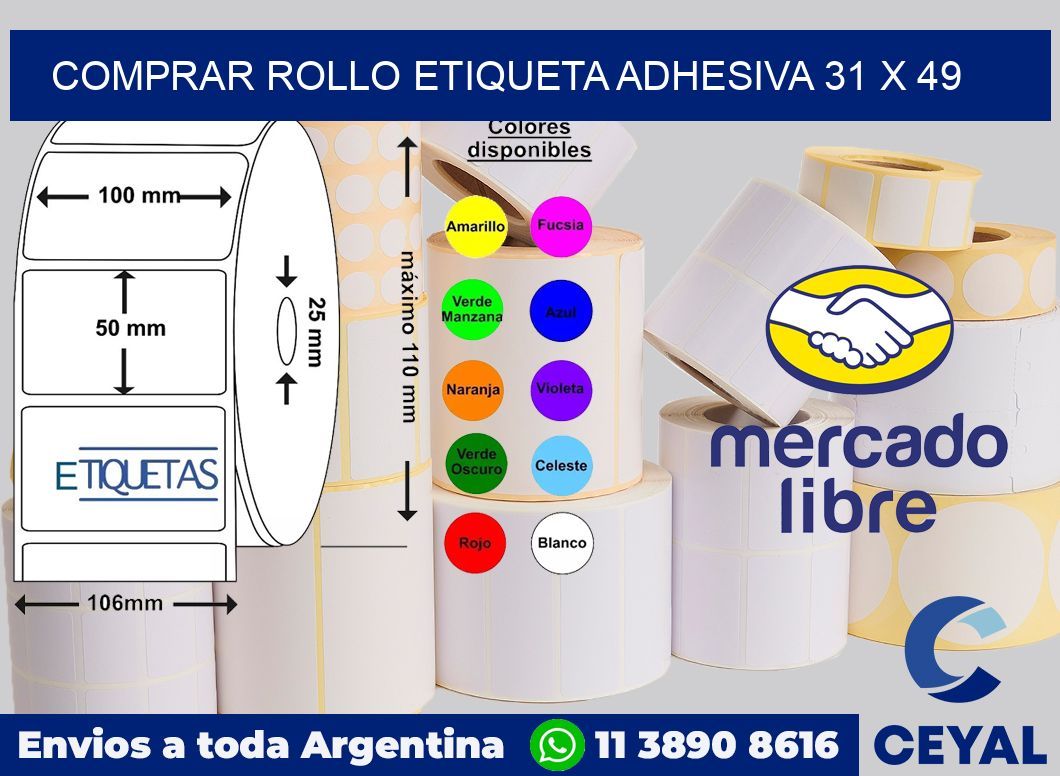 Comprar rollo etiqueta adhesiva 31 x 49