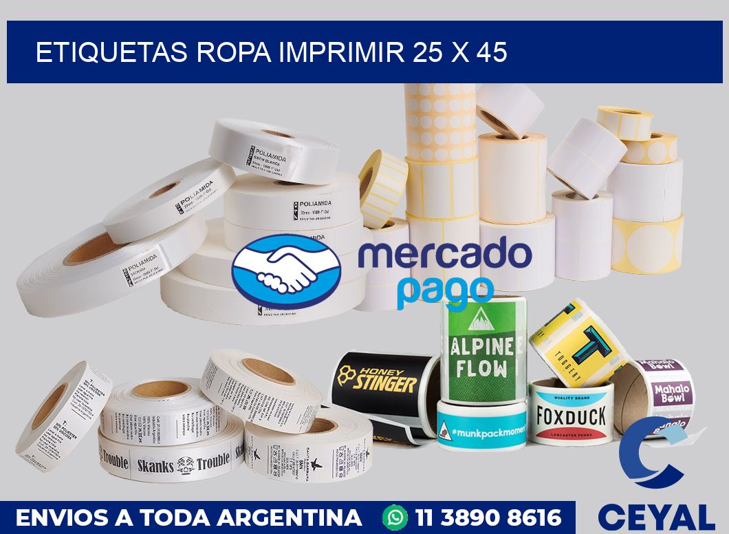 Etiquetas ropa imprimir 25 x 45