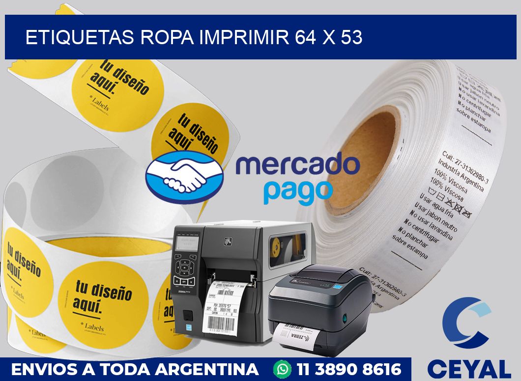 Etiquetas ropa imprimir 64 x 53