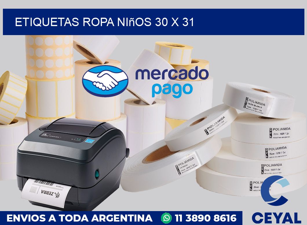 Etiquetas ropa niños 30 x 31