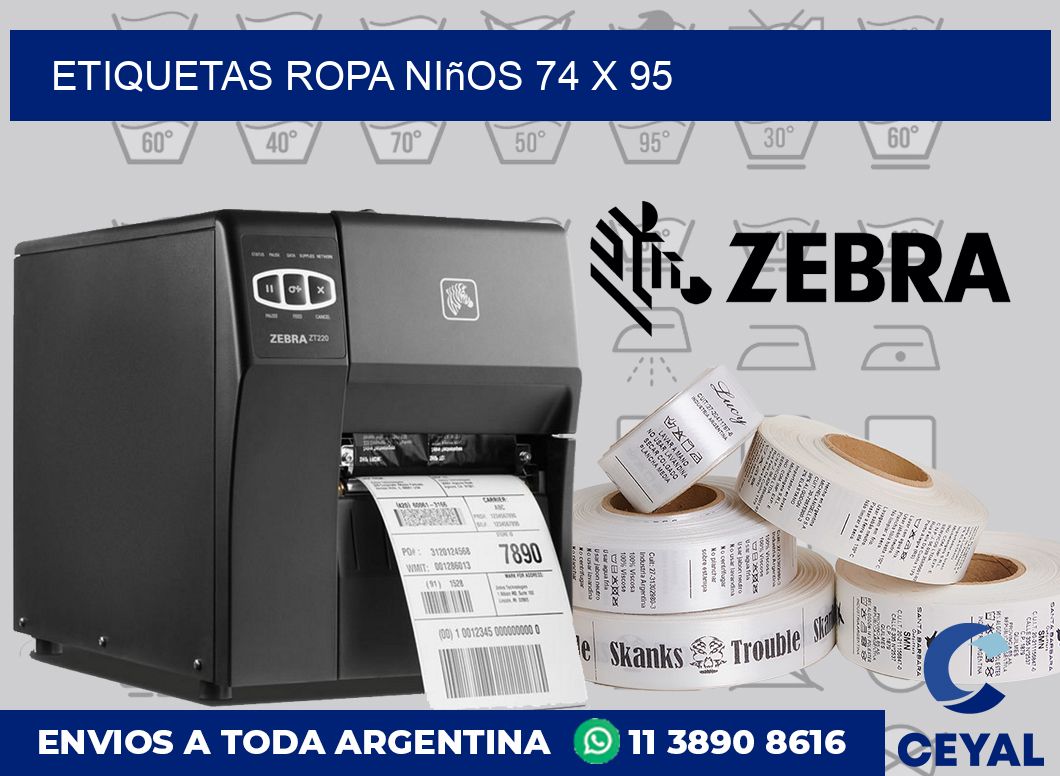 Etiquetas ropa niños 74 x 95