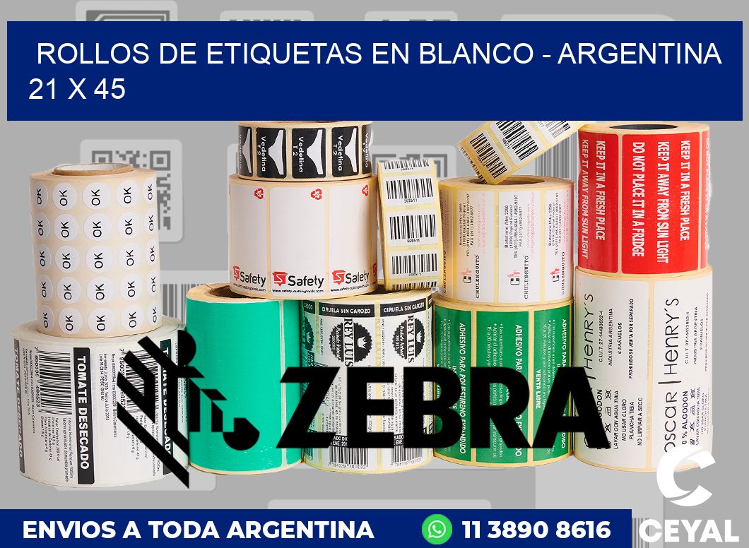 Rollos de etiquetas en blanco - Argentina 21 x 45
