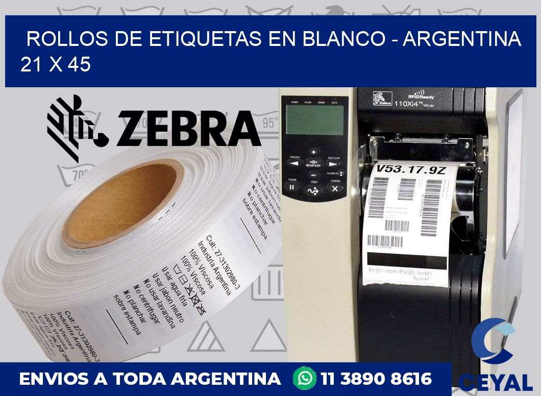 Rollos de etiquetas en blanco – Argentina 21 x 45