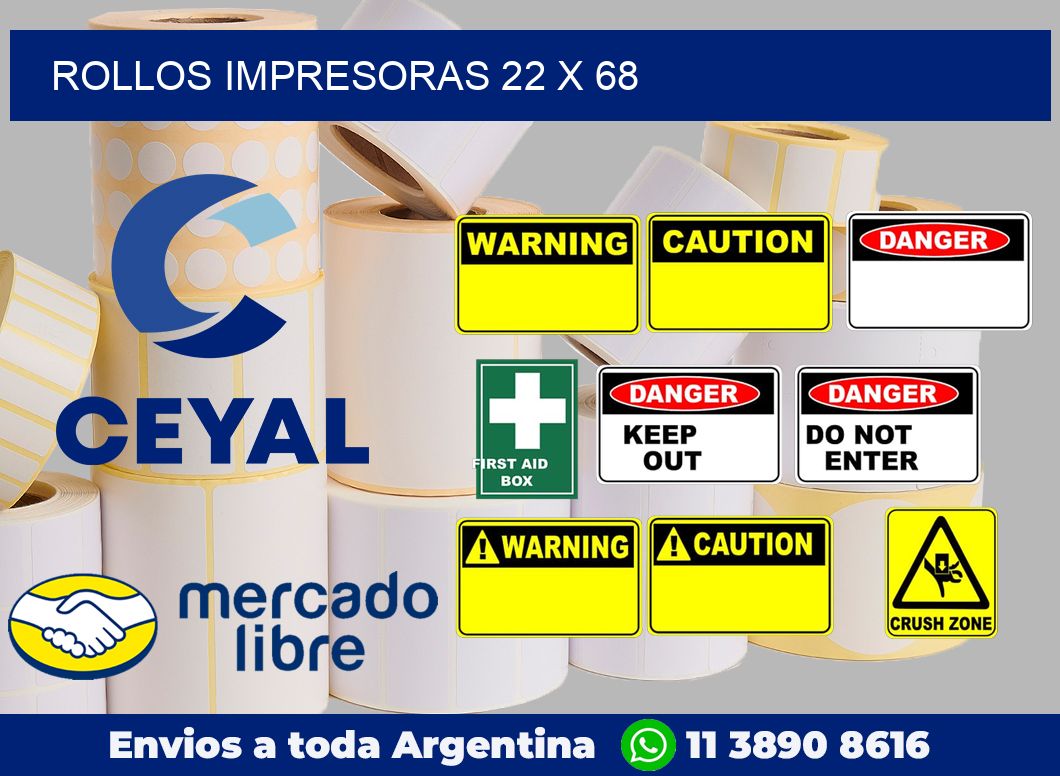 Rollos impresoras 22 x 68