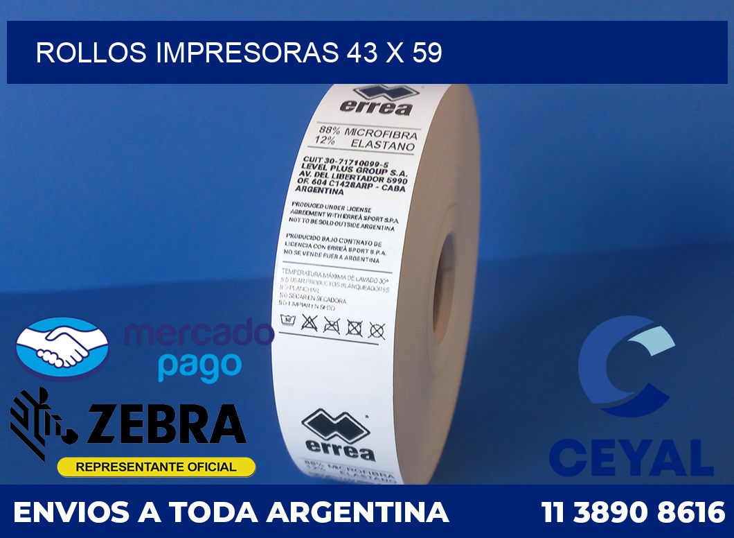 Rollos impresoras 43 x 59