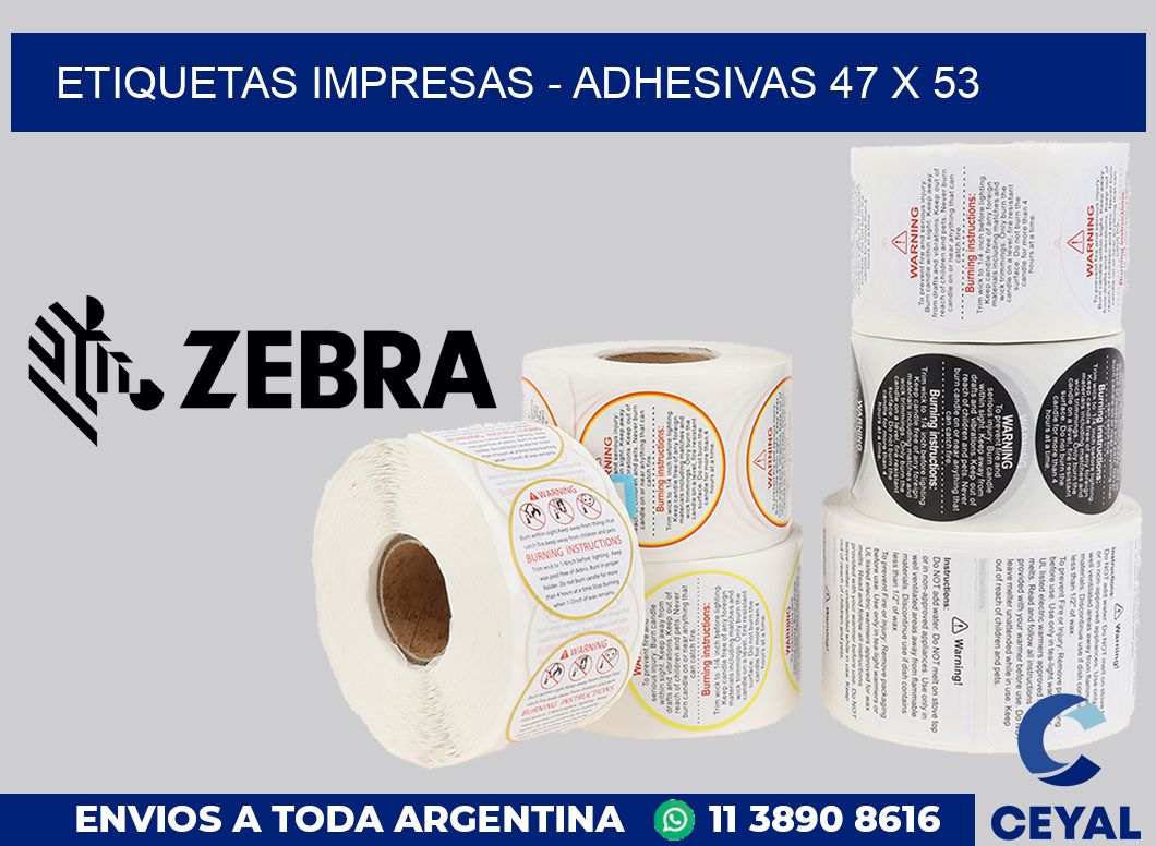 etiquetas impresas - Adhesivas 47 x 53