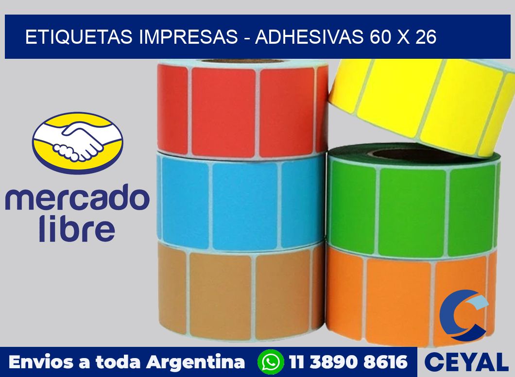 etiquetas impresas - Adhesivas 60 x 26