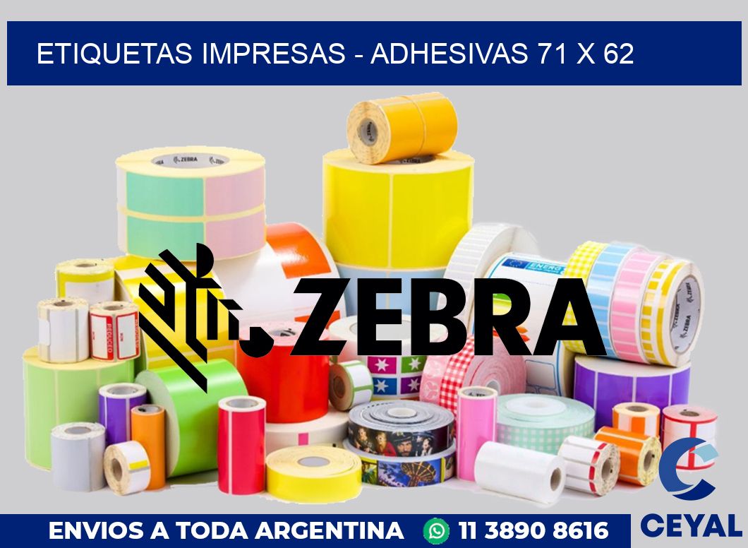 etiquetas impresas - Adhesivas 71 x 62