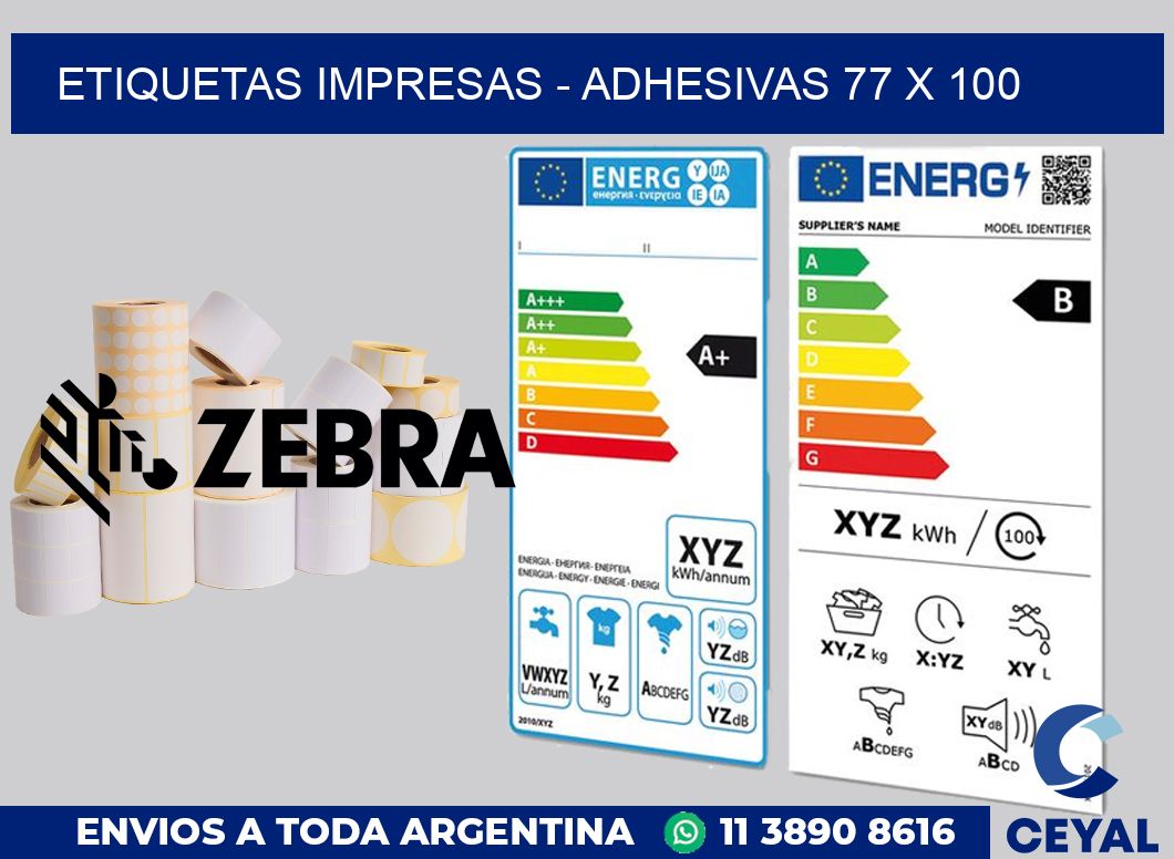 etiquetas impresas - Adhesivas 77 x 100