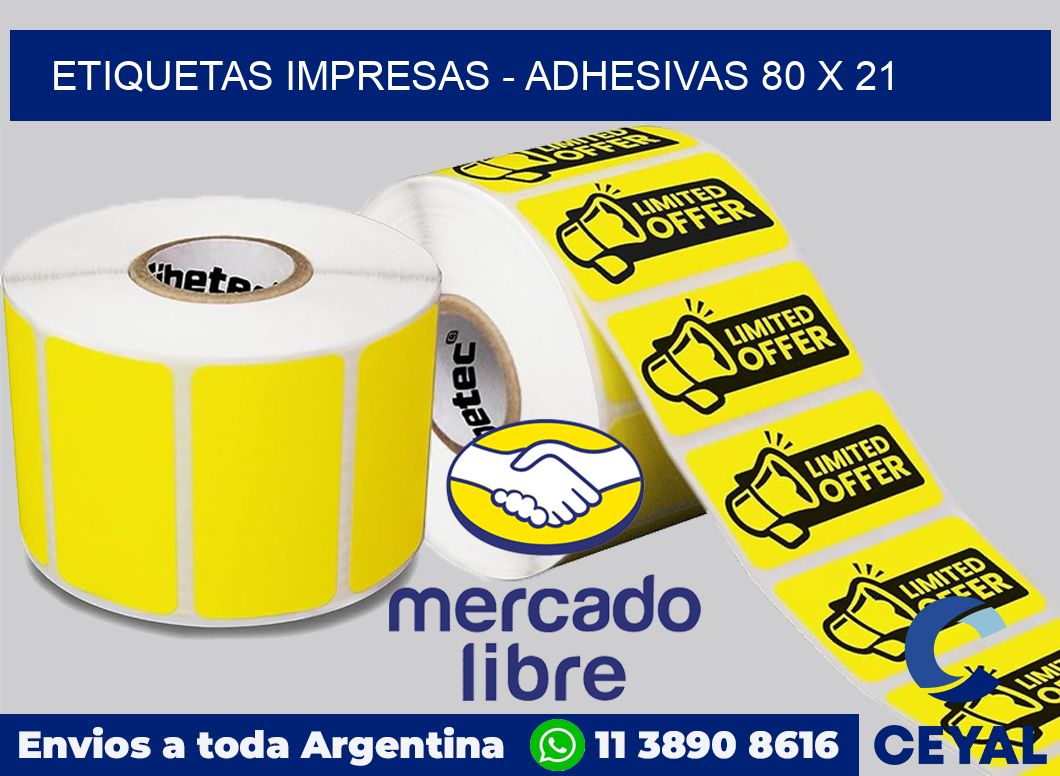 etiquetas impresas - Adhesivas 80 x 21